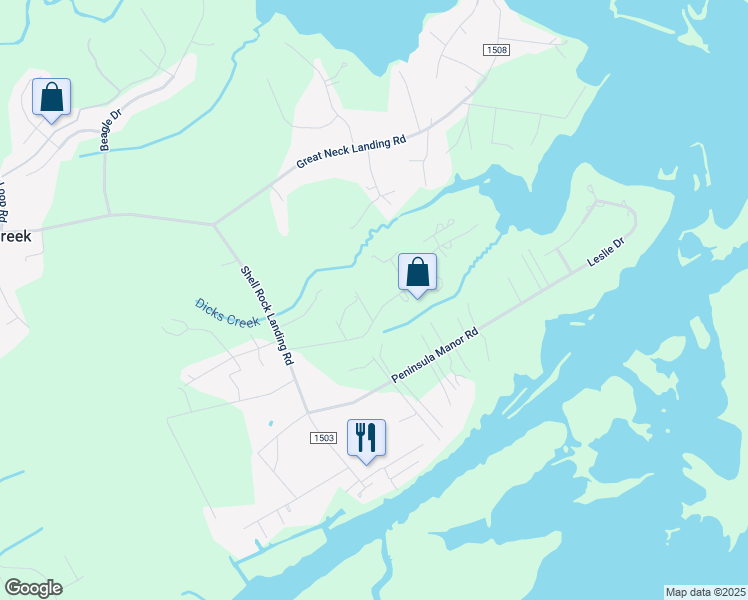 map of restaurants, bars, coffee shops, grocery stores, and more near 157 Oyster Lane in Hubert