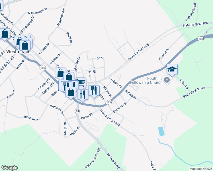map of restaurants, bars, coffee shops, grocery stores, and more near 103 Maple Street in Westminster