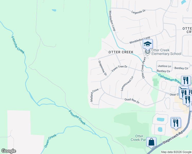 map of restaurants, bars, coffee shops, grocery stores, and more near 18608 Fawn Tree Drive in Little Rock
