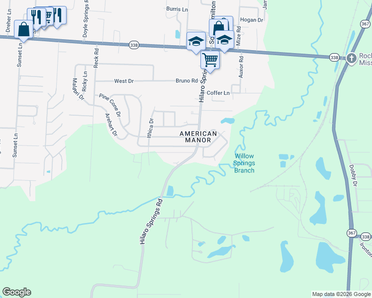 map of restaurants, bars, coffee shops, grocery stores, and more near 3723 West 98th Street in Little Rock