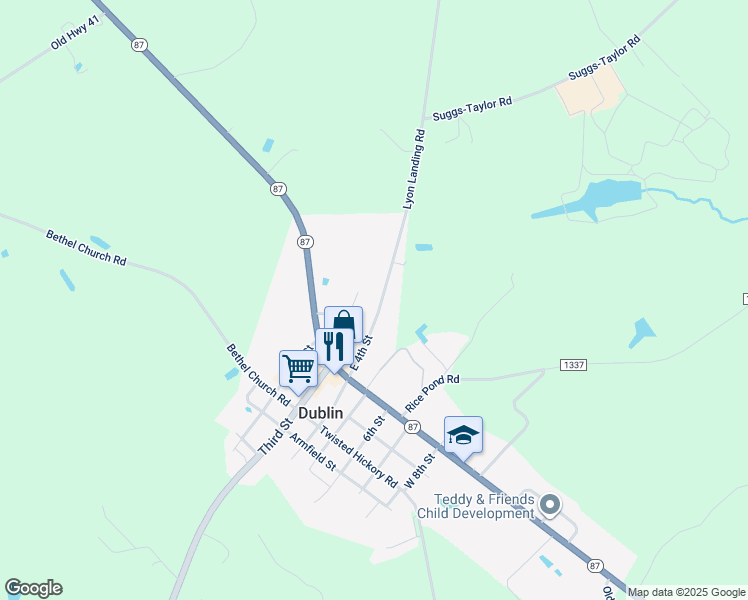 map of restaurants, bars, coffee shops, grocery stores, and more near 213 4th Street in Bladenboro