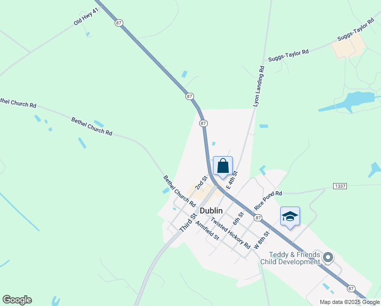 map of restaurants, bars, coffee shops, grocery stores, and more near Albert St in Bladenboro