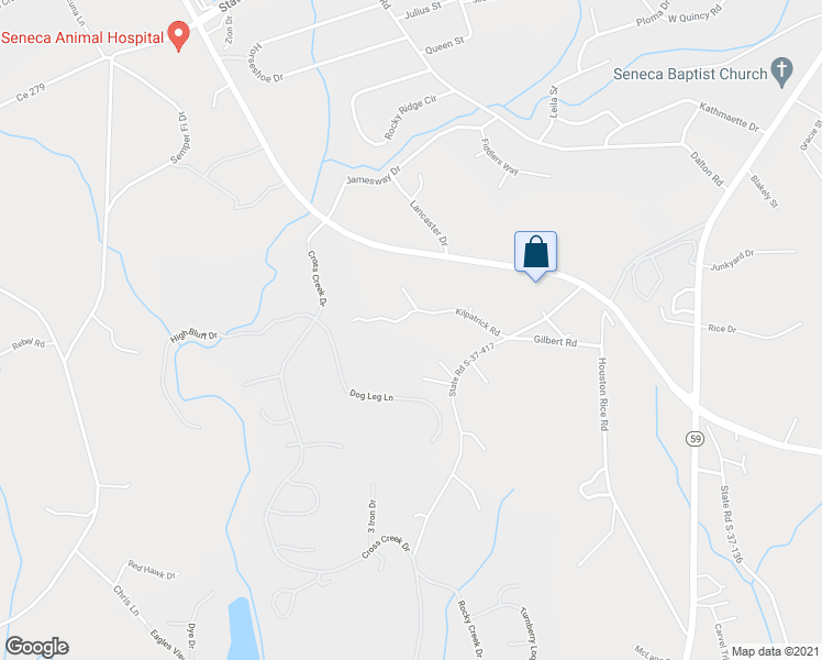 map of restaurants, bars, coffee shops, grocery stores, and more near 1147 Kilpatrick Road in Seneca
