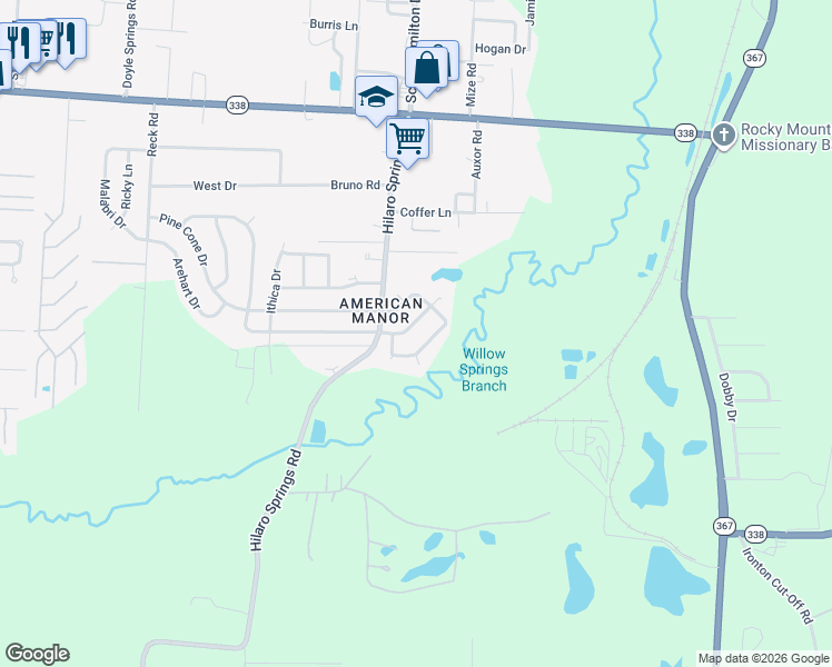 map of restaurants, bars, coffee shops, grocery stores, and more near 3423 Arapaho Trail in Little Rock
