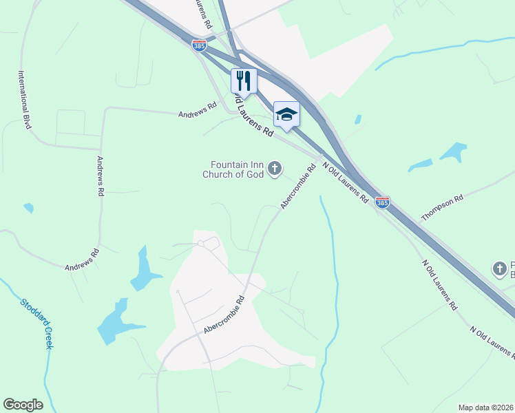 map of restaurants, bars, coffee shops, grocery stores, and more near 192-198 State Road S-30-730 in Fountain Inn