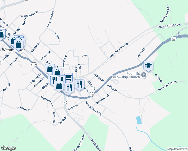 map of restaurants, bars, coffee shops, grocery stores, and more near 103 Maple Street in Westminster