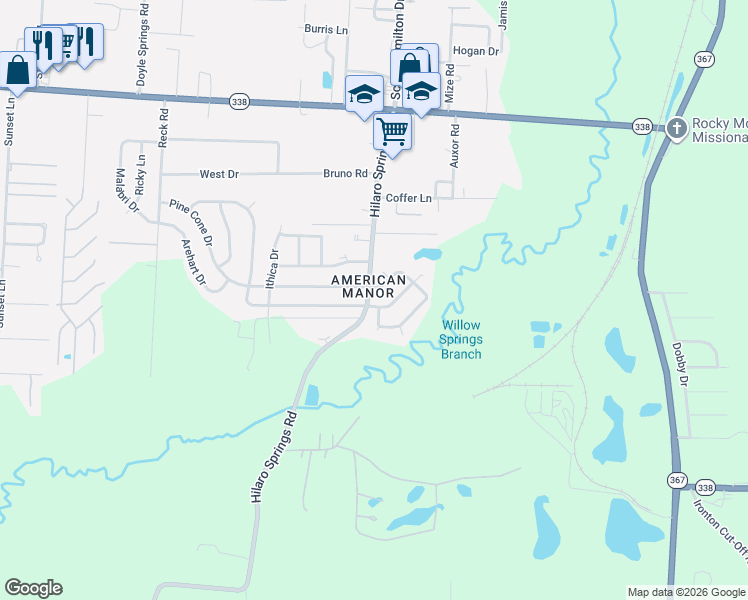 map of restaurants, bars, coffee shops, grocery stores, and more near 3519 Pinewood Loop in Little Rock