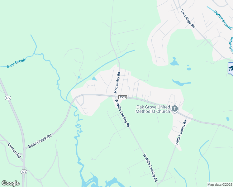 map of restaurants, bars, coffee shops, grocery stores, and more near 112 McCausley Road in Hubert