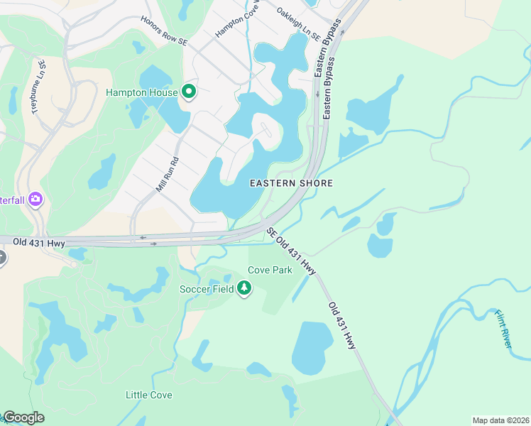 map of restaurants, bars, coffee shops, grocery stores, and more near 2941 Eastern Shore Drive Southeast in Owens Cross Roads