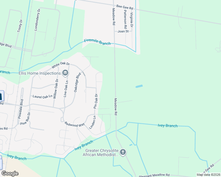 map of restaurants, bars, coffee shops, grocery stores, and more near 1835 Meadow Road in Lumberton