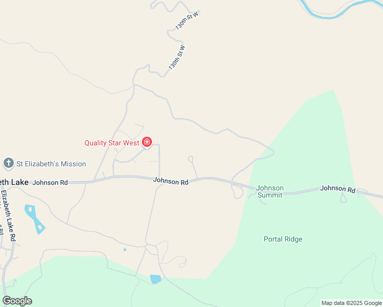map of restaurants, bars, coffee shops, grocery stores, and more near 13113 Johnson Road in Lake Hughes