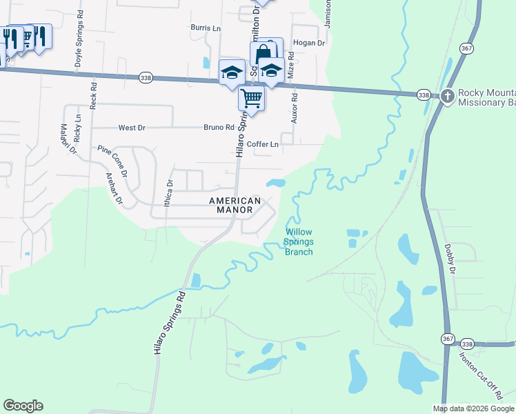 map of restaurants, bars, coffee shops, grocery stores, and more near 3404 Pine Cone Drive in Little Rock