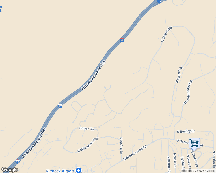 map of restaurants, bars, coffee shops, grocery stores, and more near 6305 North Belvedere Place in Lake Montezuma