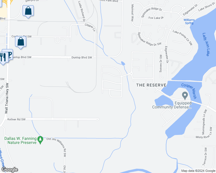 map of restaurants, bars, coffee shops, grocery stores, and more near 420 Bald Eagle Run in Huntsville