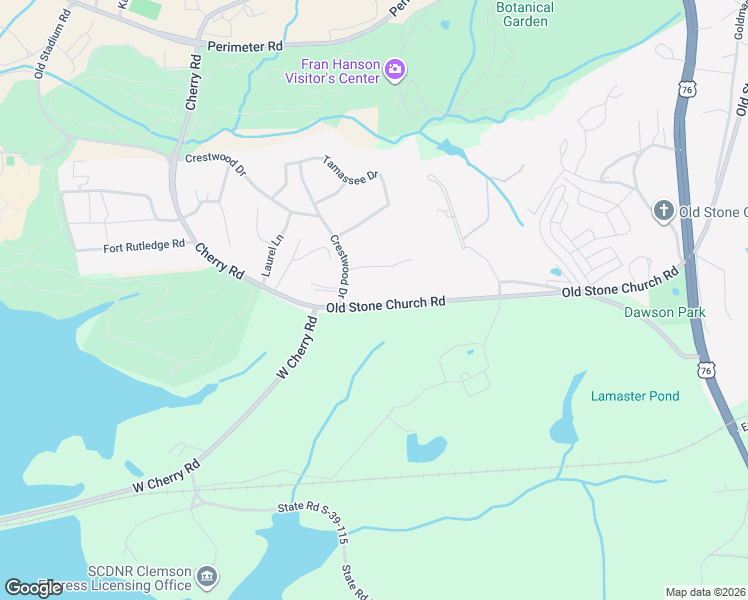 map of restaurants, bars, coffee shops, grocery stores, and more near 815 Old Stone Church Road in Clemson