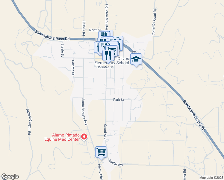 map of restaurants, bars, coffee shops, grocery stores, and more near 2440 Lucca Avenue in Los Olivos
