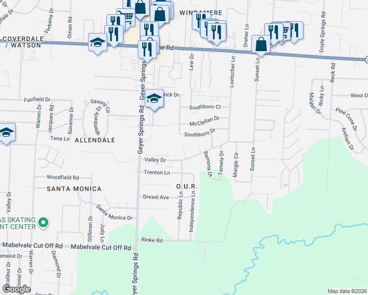 map of restaurants, bars, coffee shops, grocery stores, and more near 14 Old Glory Court in Little Rock