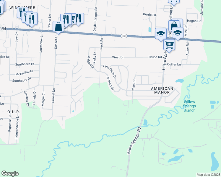 map of restaurants, bars, coffee shops, grocery stores, and more near 4223 Arehart Drive in Little Rock