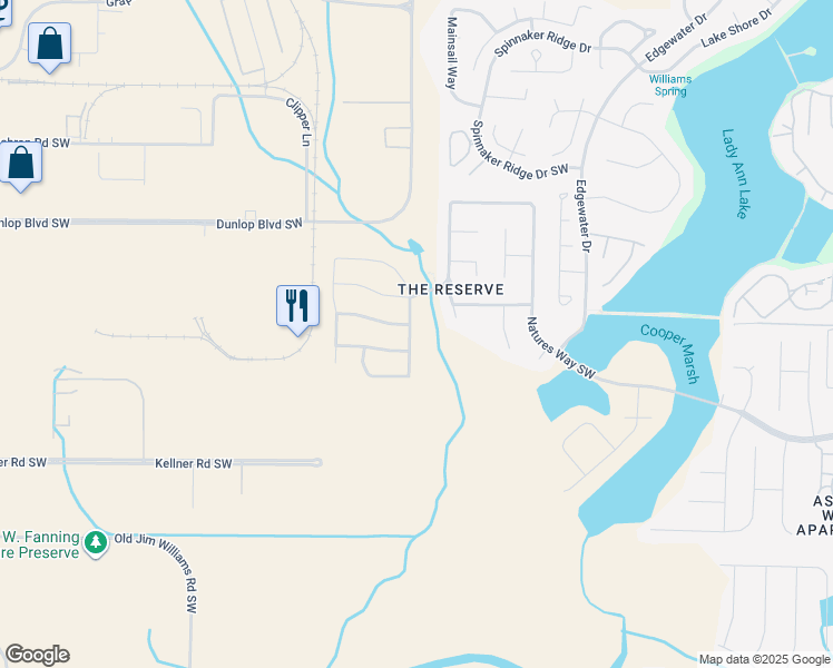 map of restaurants, bars, coffee shops, grocery stores, and more near 212 Wolf Creek Trail Southwest in Huntsville