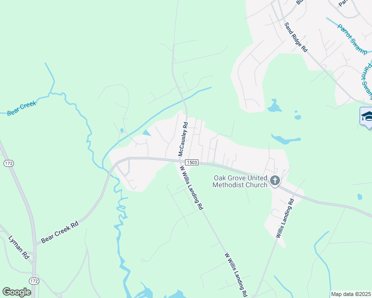 map of restaurants, bars, coffee shops, grocery stores, and more near 112 McCausley Road in Hubert