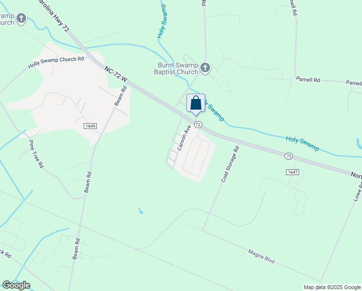 map of restaurants, bars, coffee shops, grocery stores, and more near Carson Avenue in Robeson County