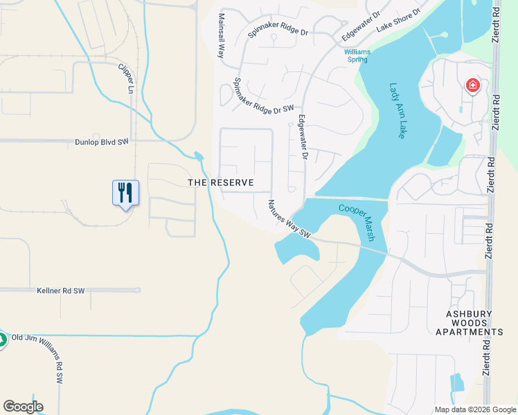 map of restaurants, bars, coffee shops, grocery stores, and more near 105 Brac Circle Southwest in Huntsville