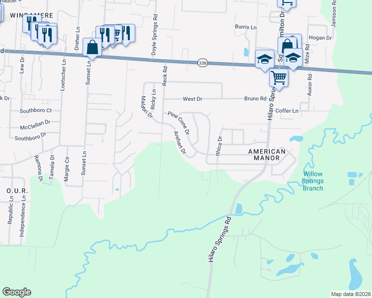 map of restaurants, bars, coffee shops, grocery stores, and more near 4223 Arehart Drive in Little Rock
