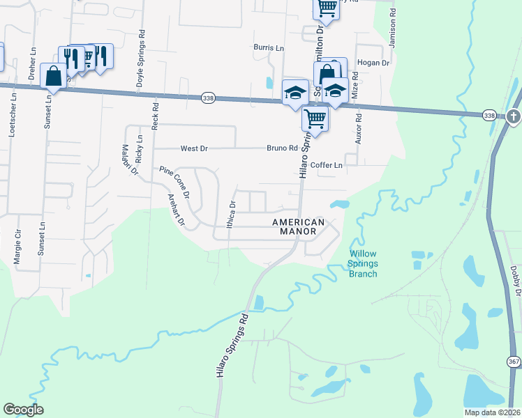 map of restaurants, bars, coffee shops, grocery stores, and more near 3804 Pine Cone Drive in Little Rock