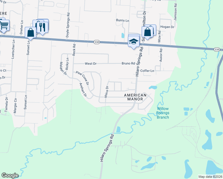 map of restaurants, bars, coffee shops, grocery stores, and more near 3804 Pine Cone Drive in Little Rock