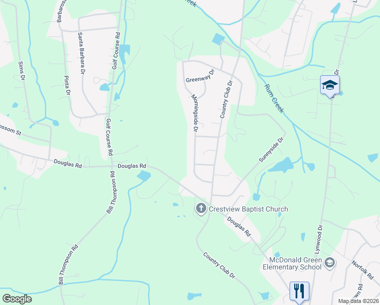 map of restaurants, bars, coffee shops, grocery stores, and more near 2520 Morningside Drive in Lancaster