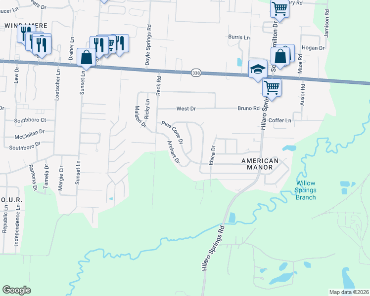 map of restaurants, bars, coffee shops, grocery stores, and more near 3953 Wooddale Drive in Little Rock
