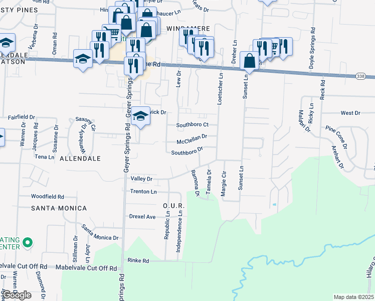 map of restaurants, bars, coffee shops, grocery stores, and more near 5509 McClellan Drive in Little Rock