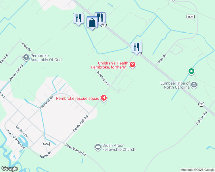 map of restaurants, bars, coffee shops, grocery stores, and more near 104 West 3rd Street in Pembroke