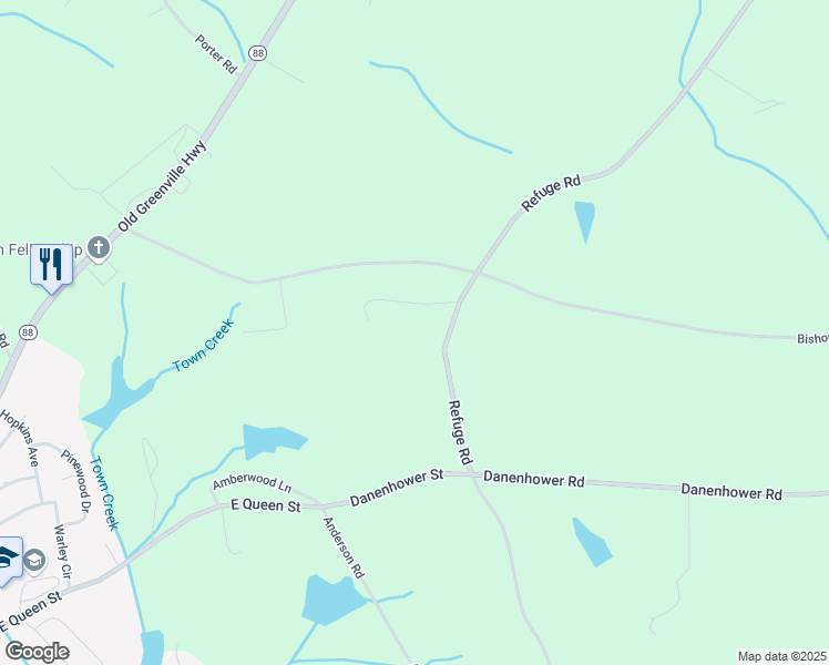 map of restaurants, bars, coffee shops, grocery stores, and more near 109 Holliday Lane in Pendleton