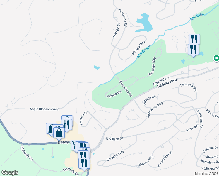 map of restaurants, bars, coffee shops, grocery stores, and more near 32 Palacio Circle in Hot Springs Village