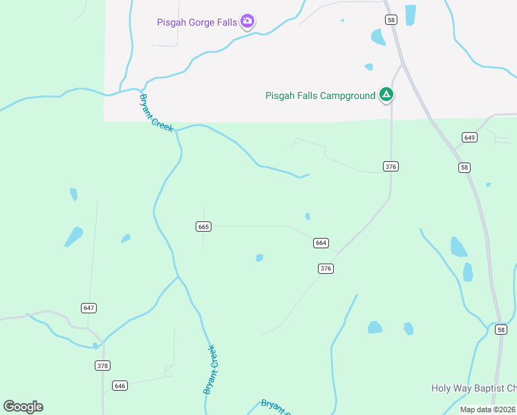map of restaurants, bars, coffee shops, grocery stores, and more near County Road 664 in Pisgah