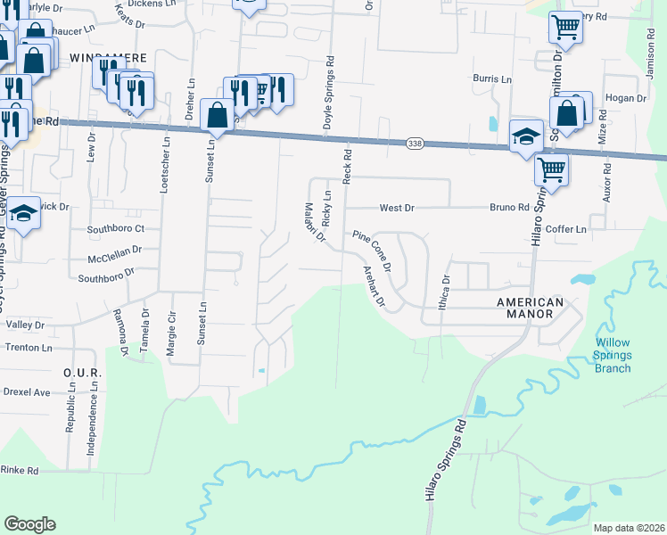 map of restaurants, bars, coffee shops, grocery stores, and more near 4417 Arehart Drive in Little Rock