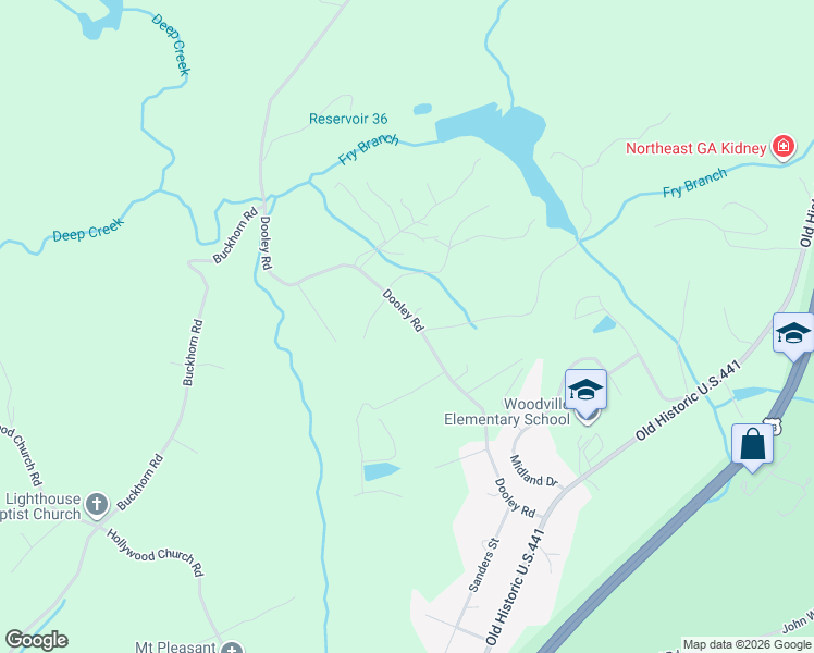 map of restaurants, bars, coffee shops, grocery stores, and more near 439 Dooley Road in Clarkesville