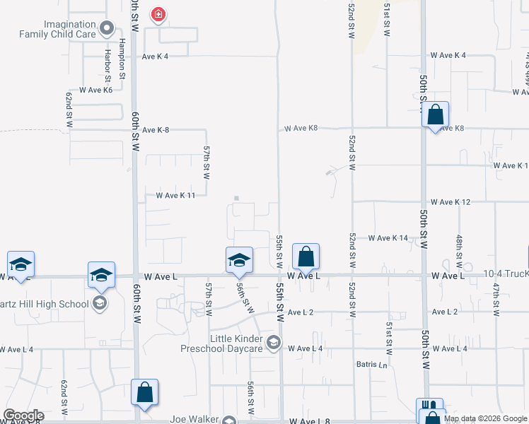 map of restaurants, bars, coffee shops, grocery stores, and more near 42955 Summer Lane in Lancaster