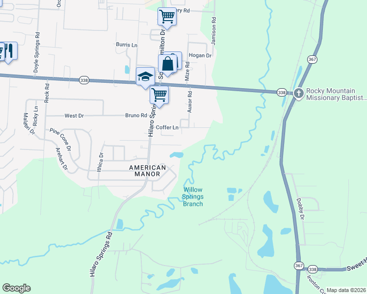 map of restaurants, bars, coffee shops, grocery stores, and more near 3301 Green Drive in Little Rock