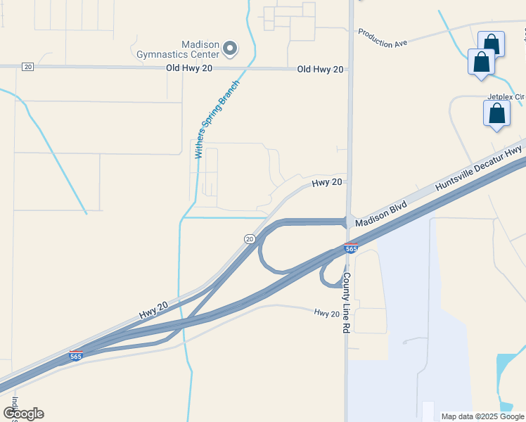 map of restaurants, bars, coffee shops, grocery stores, and more near Highway 20 in Madison