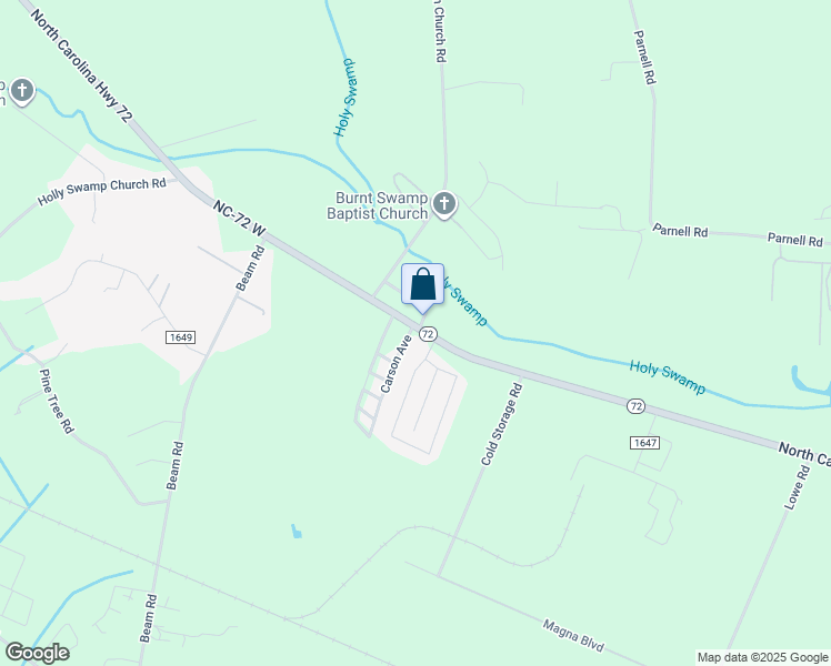 map of restaurants, bars, coffee shops, grocery stores, and more near Carson Avenue in Lumberton