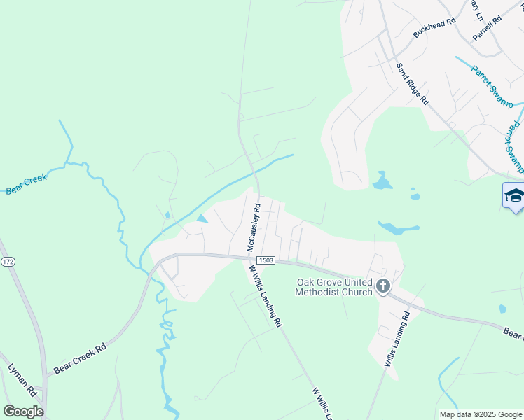 map of restaurants, bars, coffee shops, grocery stores, and more near 134 McCausley Road in Hubert