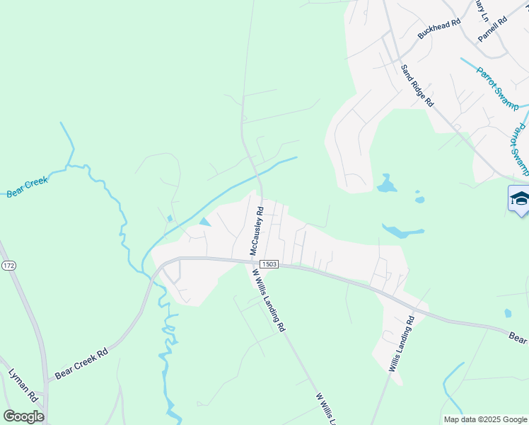 map of restaurants, bars, coffee shops, grocery stores, and more near 134 McCausley Road in Hubert
