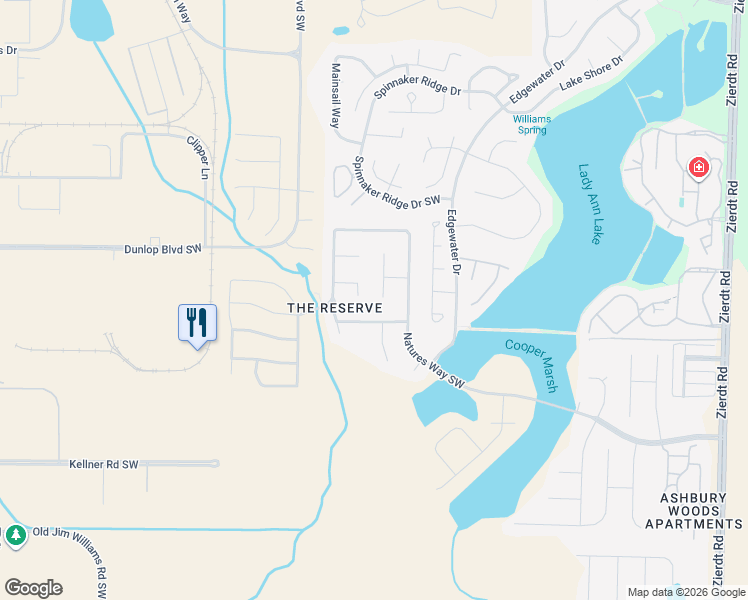 map of restaurants, bars, coffee shops, grocery stores, and more near 116 Natures View Lane Southwest in Huntsville