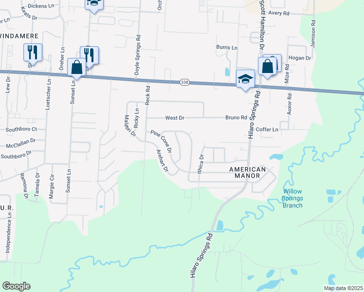 map of restaurants, bars, coffee shops, grocery stores, and more near 3953 Wooddale Drive in Little Rock