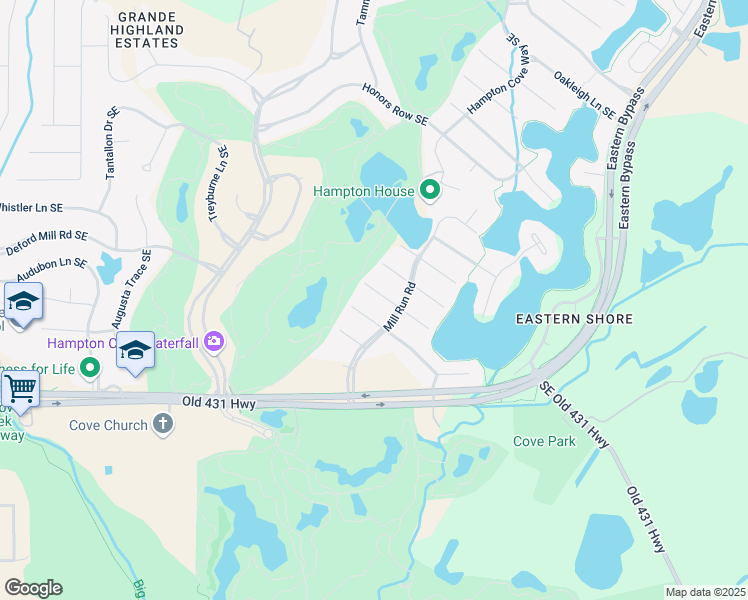 map of restaurants, bars, coffee shops, grocery stores, and more near 3008 Brunswick Circle Southeast in Owens Cross Roads