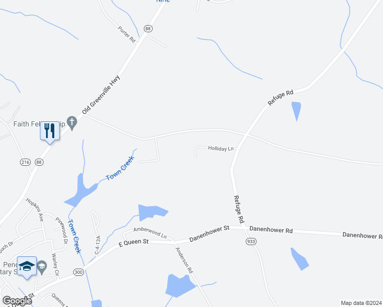 map of restaurants, bars, coffee shops, grocery stores, and more near 200 Holliday Lane in Pendleton