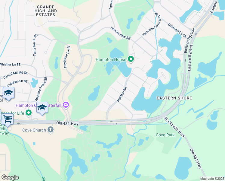 map of restaurants, bars, coffee shops, grocery stores, and more near 3008 Brunswick Circle Southeast in Owens Cross Roads