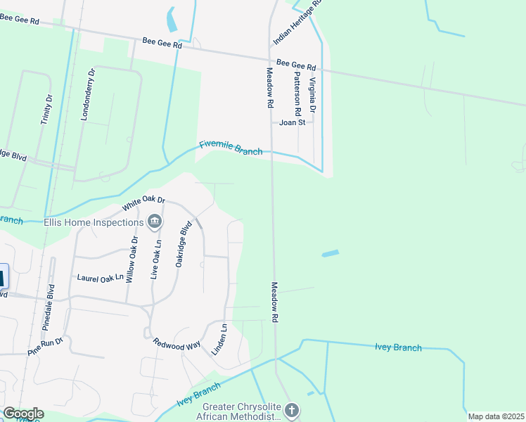 map of restaurants, bars, coffee shops, grocery stores, and more near 2045 Meadow Road in Lumberton